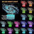 Miniatyrbillede 4 af 4: Børne Natlampe, 3D Solsystem Illusionslampe, 16 Farver Auto Skift Touch Switch 3D Lampe