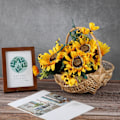 Miniatyrbillede 7 af 8: Håndholdt blomsterkurv Vandtæt vævning Rustik håndlavet blomsterarrangement Rattan blomsterkurv