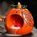 Miniatyrbillede 1 af 5: Halloween Græskar Røgelsesbrænder med Tilbageløb, Røgelseskegleholder med Tilbageløb, LED-belysning Røgelsesbrænder Til Sengebord, Studieværelse Sort