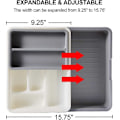 Miniatyrbild 3 av 5: Besticklåda Utdragbar och Justerbar Besticklådeorganisatör för Köksredskap 7 Fack BPA-fri Bestickinsats Organisatör Multipurpos
