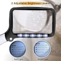 Miniatyrbilde 2 av 5: Rektangulær leseforstørrelsesglass med 5 LED-lys, 2 intensitetsmoduser og 2x forstørrelse for eldre eller svaksynte, lesing, inspeksjon, hobbyarbeid Wa