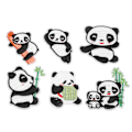 Miniatyrbilde 8 av 8: 6 stk Panda broderilapp med skyggelegging for å skjule flekker og skader i ulike stiler Panda strykemerker for DIY-håndverk, veske og sko