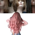 Miniatyrbillede 6 af 8: Lang bølget gradient lyserød paryk Varmebestandig blød lang krøllet midterste del lyserød paryk til kvinder Piger Cosplay Party