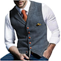 Pikkukuva 2 / 3: Slim Fit Business Waistcoat for Men with Lattice Design XXL Gray