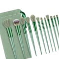 Miniatyrbillede 3 af 5: 13 stk sæt makeup børster værktøjssæt håndholdt blød blanding kosmetik børster sæt til ansigtspulver Concealer Grøn