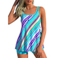 Pikkukuva 1 / 3: Raidallinen Sling Tankini Set - Naisten Pehmustetut Uimapuvut Poikaystäväshortseilla 3XL Rose Red