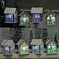 Miniatyrbillede 3 af 4: Julelysende Træhus Hængende Ornamenter Blinkende Jul