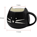 Miniatyrbilde 4 av 5: Søt Keramisk Krus med Kattunge, Par Kopp, Porselenskrus for Kaffe/Te/Espresso/Melk/Vann (Svart)