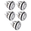 Miniatyrbillede 4 af 8: 5 stk knapkontakt rustfrit stål flad top knap med LED selvnulstilling strømtilbehør 12mmDC3-6V Grøn