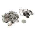 Miniatyrbillede 3 af 8: 100 sæt pin tilbage knap dele blank udjævning metal holdbart klip knap fremstilling forsyninger til badge håndværk DIY 56MM