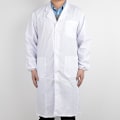 Miniatyrbillede 1 af 4: Professionel Hvid Labfrakke - Unisex XL Størrelse (170-175cm) - Lange Ærmer, Elastiske Manchetter