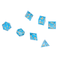 Miniatyrbilde 4 av 8: 7-delt sett med polyhedral harpiks terninger RPG-spill terninger med skarpe kanter for brettspill matematikkundervisning