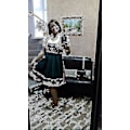 Miniatyrbillede 5 af 5: Traditionel tysk ternet Dirndl-kjole til kvinder - XL sort Style1