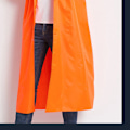 Miniatyrbillede 2 af 5: Lang regnfrakke fortykket reflekterende regnfrakke genanvendelig poncho vandtæt stilfuld lang regnjakke til udendørs orange XL