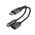 Adapter USB C til 3,5 mm AUX-stik Aluminiumlegering Lydhovedtelefonkabel til musik JIKAIX Black