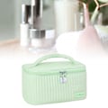 Miniatyrbillede 6 af 8: PU åben låg kageform make up taske kosmetik opbevaringspose blød farve bærbar make up taske lysegrøn