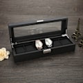 Miniatyrbillede 7 af 8: 6 Grids PU Carbon Fiber Læder Ur Holder Armbåndsur Display Case Smykker gave opbevaringsæske