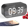 Pikkukuva 4 / 5: Kannettava Bluetooth 5.0 -kaiutin, jossa on sisäänrakennettu mikrofoni ja herätyskellopeili, musta