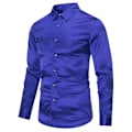 Miniatyrbilde 2 av 4: Blank Blå Slim Fit Herre Casual Mote Lang Ermet Formell Skjorte XS