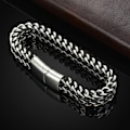 Miniatyrbild 7 av 8: Magnetiskt armband i titanstål med dubbla rader magneter, silver, modernt smycke, present till män, 21 cm/8,27 tum