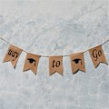 Miniatyrbillede 3 af 7: Doktorhat Burlap Banner Hængende Linned Svalehale Flag Til Gradueringsceremoni Fest Dekoration
