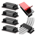 Miniatyrbillede 1 af 5: Selvklæbende styring i 10 stykker, support, holdbare administrationsklips til tv, pc, bærbar computer, Ethernet-kabel, hjem, kontor (sort)