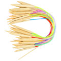 Pikkukuva 3 / 8: 18-osainen pyöröpuikkosetti, kaksiteräinen, bambu, värillinen, joustava putkiliitäntä, neulontatyökalusarja (40 cm)