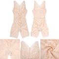 Miniatyrbillede 8 af 8: Blomsterprint mønster Mavekontrol Body Shapewear Slankende talje Trainer Bælte Bodysuit (Khaki)L