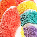 Miniatyrbillede 4 af 5: Halvrund Anti-Skrid Sikker Stribet Bademåtte - Absorberende Mikrofiber til Badekar, Brusebad, Badeværelse, Køkken - Vaskbar 50x80cm