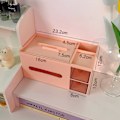 Miniatyrbillede 5 af 5: Kosmetik Opbevaringsboks Bordplade Papirservietboks Smuk Dekorativ Papirkurv Desktop Makeup Organizer til Soveværelse Sovesal Pink