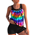 Miniatyrbillede 1 af 3: Stilful Tankini-sæt til kvinder med boyshorts - perfekt til strand og pool XL Multicolour