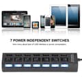Miniatyrbillede 7 af 8: 7-Port Hub USB Docking Station Sort 480mbps med Switch til Overbelastningsstrømsbeskyttelse 7 Porte Sort