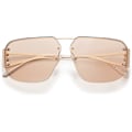Miniatyrbilde 4 av 5: Aviator Solbriller Retro Metall Rammeløs Ramme Unisex Trendy Shades Brun