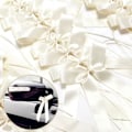 Miniatyrbild 1 av 5: Bröllopsbilsbågar - 50 satin dekorationsbitar (beige färg)