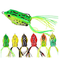 Miniatyrbilde 1 av 5: 6 STK 5,5 cm Ray Frog Topwater Crank Frog Lure Myk 3D øyefiske agn og krok