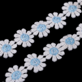 Miniatyrbillede 5 af 5: 2 x 3 Yards 25mm Daisy Broderi Blondekant Applikationsbånd Syning lyseblå