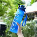 Pikkukuva 1 / 5: 1000 ml:n vesipullot juoma-ajoilla ja pillillä, motivoiva vesipullo aikamerkinnällä, Tritan & BPA-vapaa, sininen