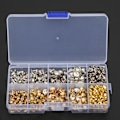 Miniatyrbild 5 av 8: 240 st Rhinestone Stud Rivet DIY Läder Väskor Kläder Dekoration Tillbehör 6-9mm +240 st Bas