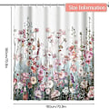 Miniatyrbillede 3 af 5: Skimmelresistent bruseforhæng, stofbruseforhæng 120x180cm, vandtæt vaskbart polyester badeforhæng med kroge, blomsterbuskmønster