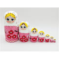 Miniatyrbild 5 av 5: 7-lagers blond flicka Trä Matryoshka Nesting Doll Toy Set för småbarn - Rosa Babushka Dolls Present för barn