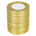 Miniatyrbild 2 av 8: 10 st 25 meter/rulle gyllene band DIY rosett hantverk jul bröllopstårta bandage 1CM