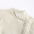 Miniatyrbillede 4 af 5: Stilful Kvinde Off White Kunstlæder Biker Zip Jakke XS