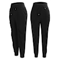 Miniatyrbillede 8 af 8: Sweatpants til kvinder med snøre i taljen - Polyester - Fitness - Løs pasform - Stilfulde - Joggingbukser til sport og løb - Sort - S