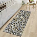 Pikkukuva 3 / 5: Liukumaton 3D-pikkukiviprintillä varustettu keittiömatto - Pehmeä eteisen ovimatto, alueen matto 2 40x60cm 16x24 tuumaa