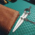 Miniatyrbilde 3 av 6: Justerbart kompassverktøy i lærvinge for DIY-håndarbeid (105 mm)