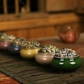 Miniatyrbillede 5 af 5: Keramisk Røgelsesbrænder, Klassisk Røgelsesbrænder med Messing Calabash Røgelsesholder og Metal Låg, Dekorativt Hjemmetilbehør (C)