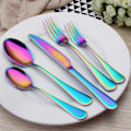 Miniatyrbillede 5 af 5: Rainbow satinfinish rustfrit stål 5-delt bestiksæt til hjemmet og restauranten