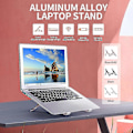 Miniatyrbillede 2 af 3: 6-niveau Justerbar Laptop Stand Bærbar Foldbar Aluminium Legering Skridsikker Laptop Tablet Holder Til Laptop Tablet Bog Sort Zekai