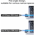 Miniatyrbild 4 av 5: 4-pack Vinklad HDMI-adapter HDMI-koppling 90 grader Hane till Hona Vertikal Platt Adapter