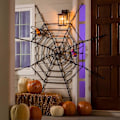 Pikkukuva 4 / 5: Jättimäinen hämähäkinverkko ja jättimäiset hämähäkit Halloween-koriste, pelottava ulkokoriste Halloweeniin, kummitustalon koristeet (2 kpl)